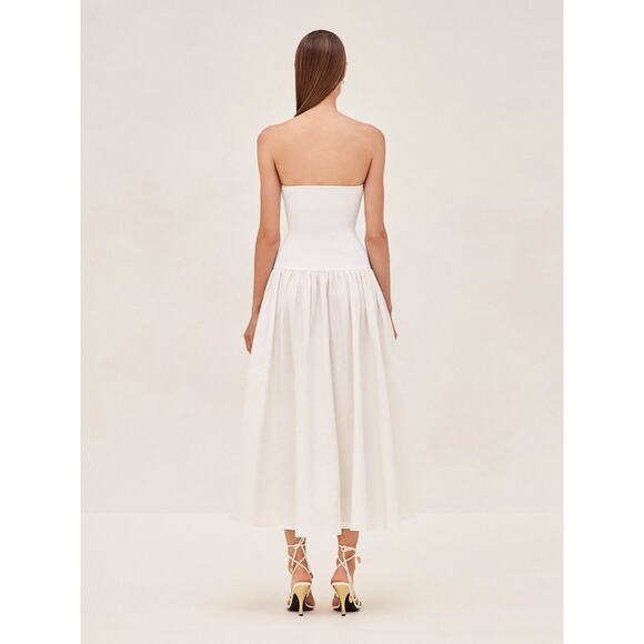 Alexis Kamali Dress stretch white midi aline bride bridal size large L - Picture 3 of 16